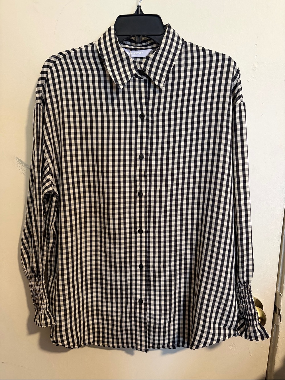 Puff Sleeve Gingham Button Down Blouse